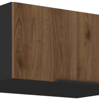 Tiefer Dunstabzugshaubenschrank TOVA - Breite 80 cm, Okapi-Nussbaum/Schwarz
