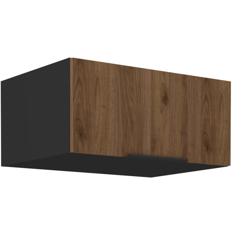 Tiefer Dunstabzugshaubenschrank TOVA - Breite 80 cm, Okapi-Nussbaum/Schwarz
