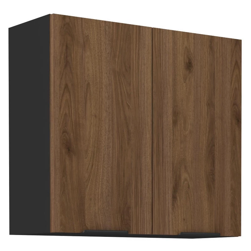 Küchenoberschrank TOVA - Breite 80 cm, Okapi-Nussbaum/Schwarz