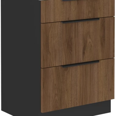 TOVA Unterschrank mit Schubladen - Breite 60 cm, Okapi-Nussbaum/Schwarz