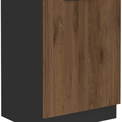 Unterer Einzeltürschrank TOVA - Breite 60 cm, Okapi-Nussbaum/Schwarz