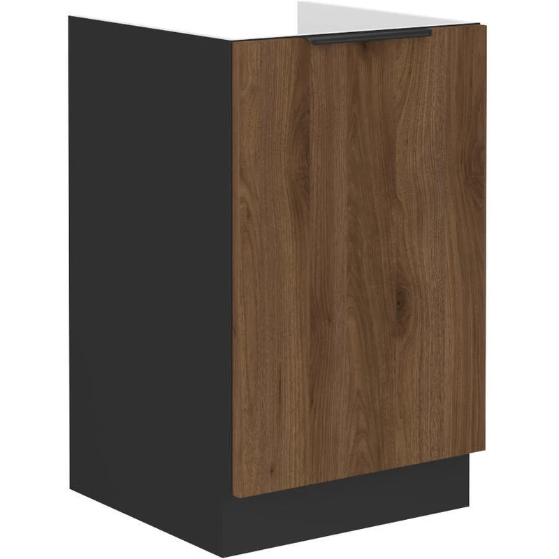 Eintüriger Waschbeckenunterschrank TOVA - Breite 50 cm, Okapi-Nussbaum/Schwarz