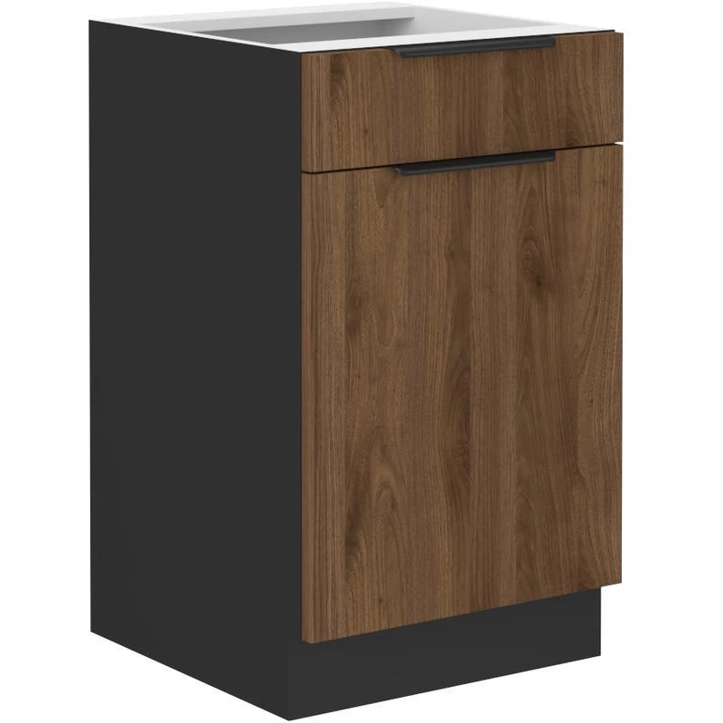 TOVA Unterschrank mit Schublade - Breite 50 cm, Okapi-Nussbaum/Schwarz