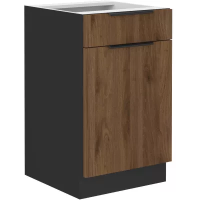 TOVA Unterschrank mit Schublade - Breite 50 cm, Okapi-Nussbaum/Schwarz