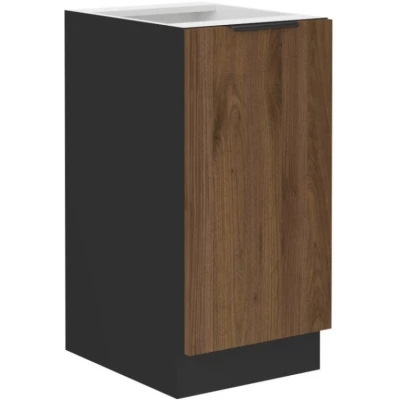 Unterer Eintürschrank TOVA - Breite 40 cm, Okapi-Nussbaum/Schwarz
