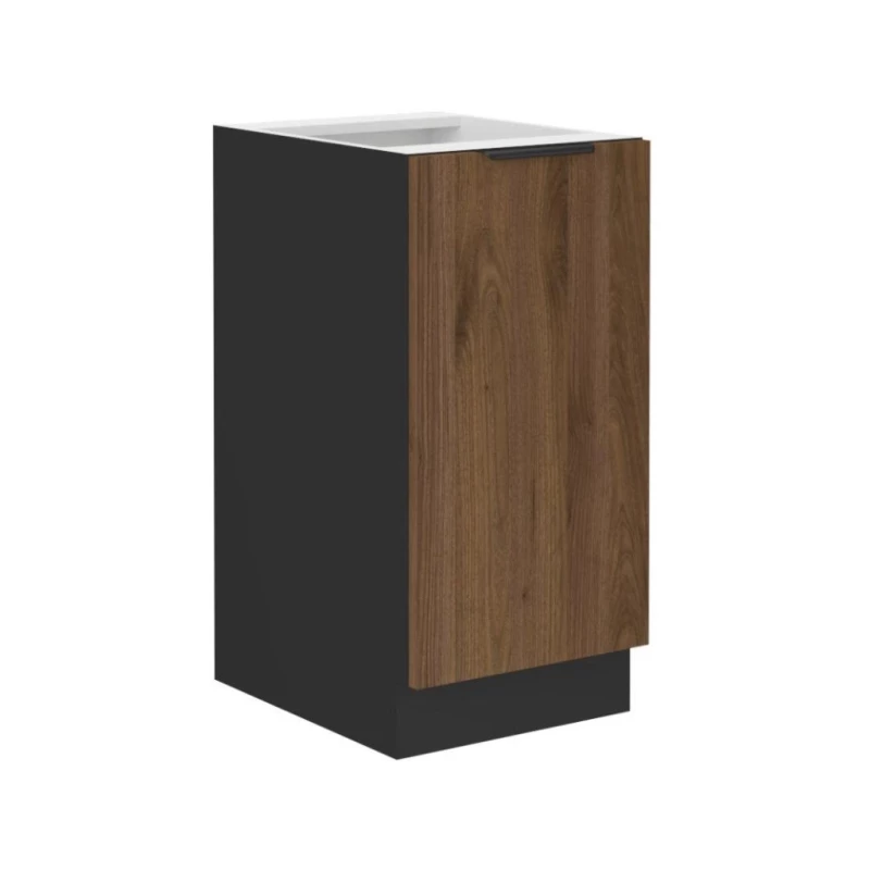 Unterer Eintürschrank TOVA - Breite 40 cm, Okapi-Nussbaum/Schwarz