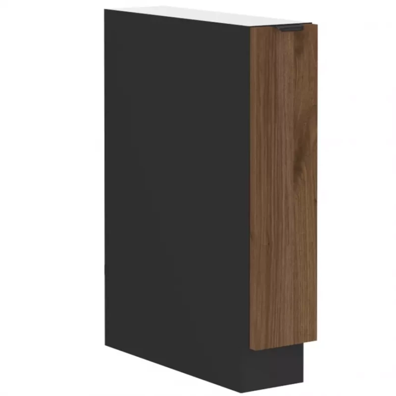 TOVA Auszugschrank - Breite 15 cm, Okapi-Nussbaum/Schwarz