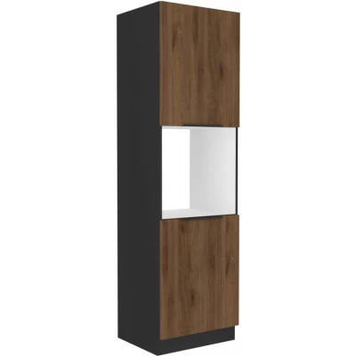 Küchenschrank für Einbaubackofen TOVA – Breite 60 cm, Okapi-Nussbaum/Schwarz