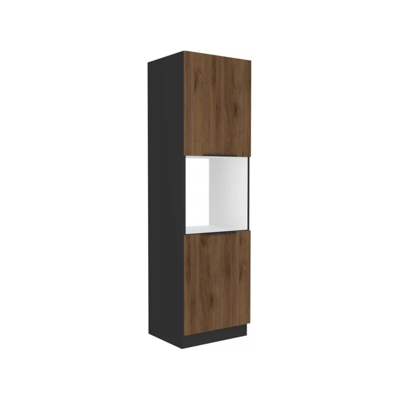 Küchenschrank für Einbaubackofen TOVA – Breite 60 cm, Okapi-Nussbaum/Schwarz