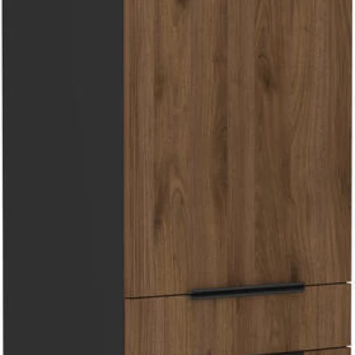 TOVA Küchenschrank mit Schubladen – Breite 60 cm, Okapi-Nussbaum/Schwarz