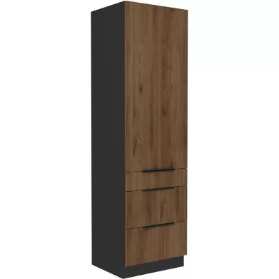 TOVA Küchenschrank mit Schubladen – Breite 60 cm, Okapi-Nussbaum/Schwarz