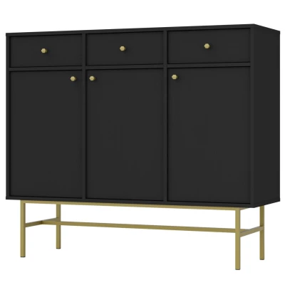 IROS 3 kombinierte Kommode mit Schubladen und Türen - Graphitschwarz / Gold