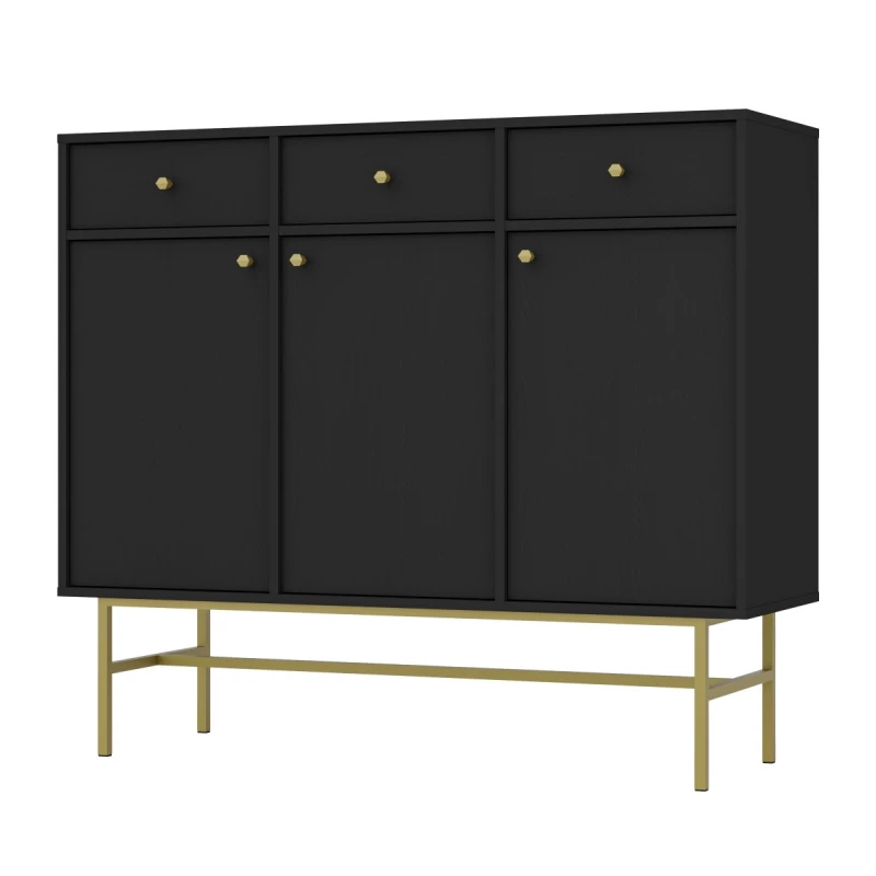 IROS 3 kombinierte Kommode mit Schubladen und Türen - Graphitschwarz / Gold