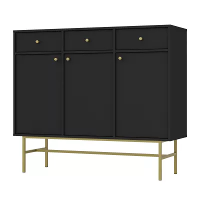 IROS 3 kombinierte Kommode mit Schubladen und Türen - Graphitschwarz / Gold