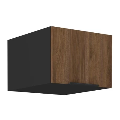 Tiefer Dunstabzugshaubenschrank TOVA - Breite 50 cm, Okapi-Nussbaum/Schwarz