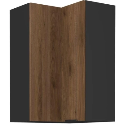 Eckhochschrank TOVA 2 – 60x60 cm, Okapi-Nussbaum/Schwarz
