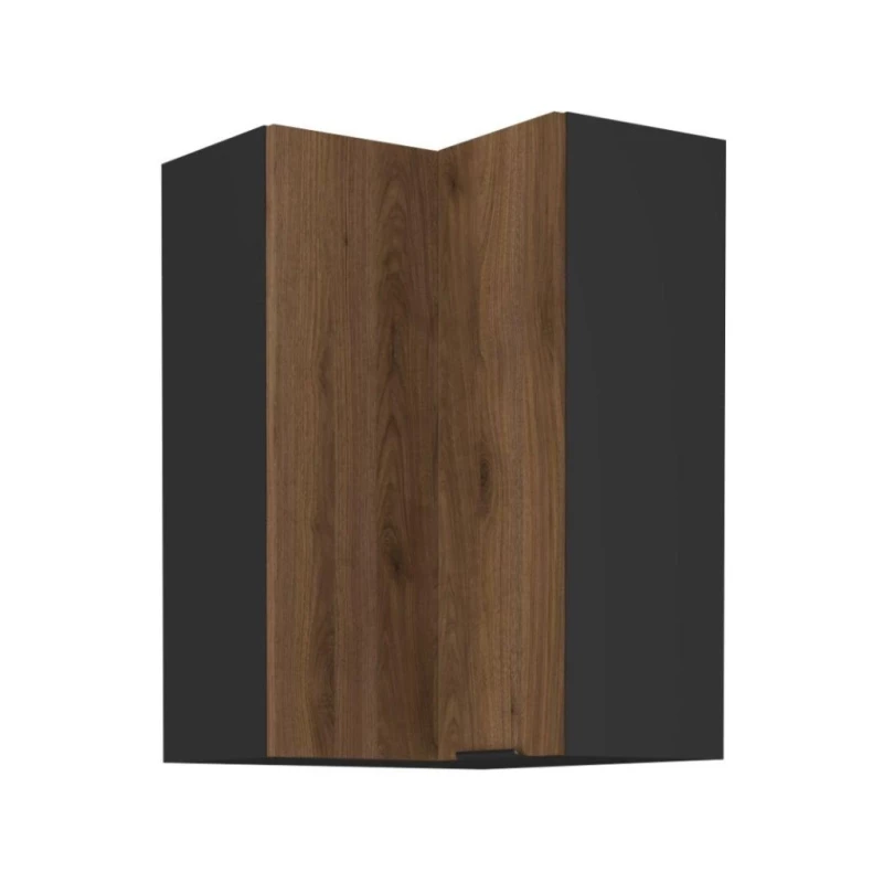 Eckhochschrank TOVA 2 – 60x60 cm, Okapi-Nussbaum/Schwarz