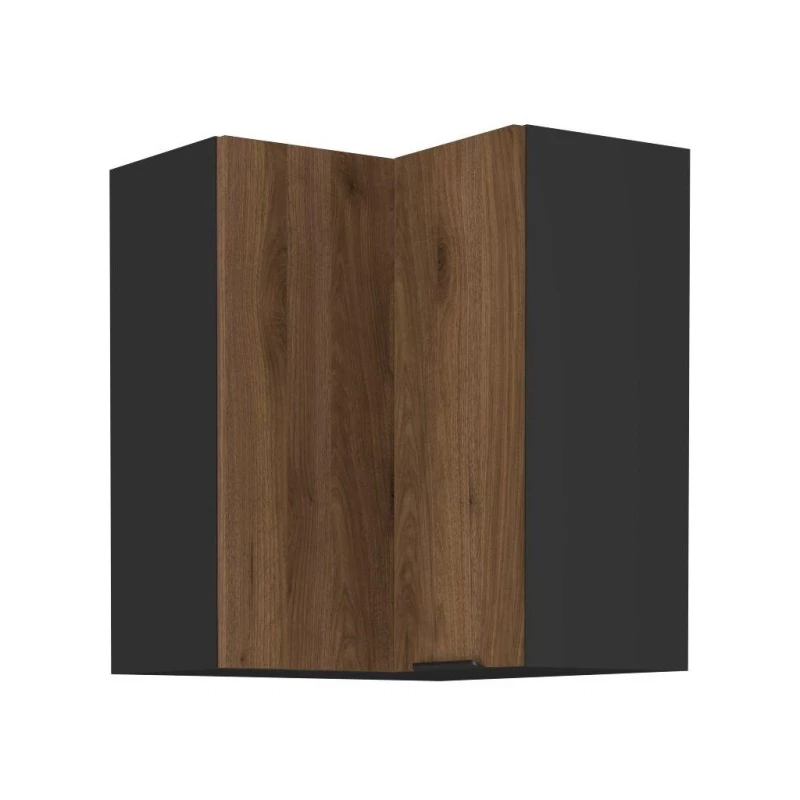 Eckoberschrank TOVA 2 - 60x60 cm, Okapi-Nussbaum/Schwarz