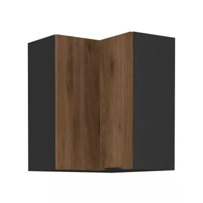 Eckoberschrank TOVA 2 - 60x60 cm, Okapi-Nussbaum/Schwarz