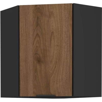 Eckoberschrank TOVA 1 - 60x60 cm, Okapi-Nussbaum/Schwarz