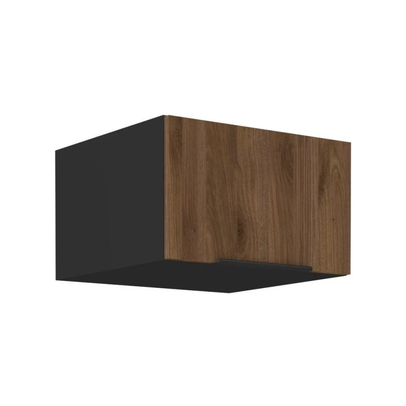 Tiefer Dunstabzugshaubenschrank TOVA - Breite 60 cm, Okapi-Nussbaum/Schwarz