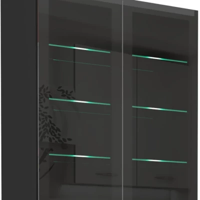 Glashochschrank TOVA - Breite 80 cm, Okapi-Nussbaum/Schwarz