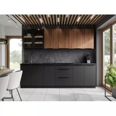 Glasaufsatzvitrine TOVA - Breite 80 cm, Okapi-Nussbaum/Schwarz