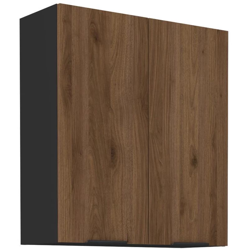 Hängehochschrank TOVA - Breite 80 cm, Okapi-Nussbaum/Schwarz