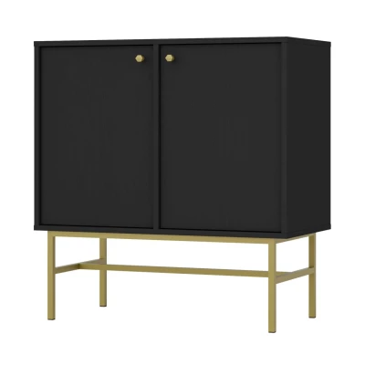 Schmale Kommode IROS 3 - Graphitschwarz/Gold