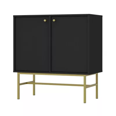 Schmale Kommode IROS 3 - Graphitschwarz/Gold