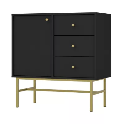 IROS Kommode mit 3 Schubladen - Graphitschwarz / Gold