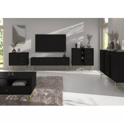 IROS Kommode mit 3 Schubladen - Graphitschwarz / Gold