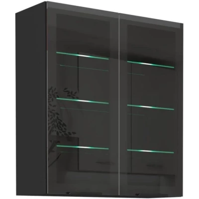 Glashochschrank SAJU - Breite 80 cm, schwarz