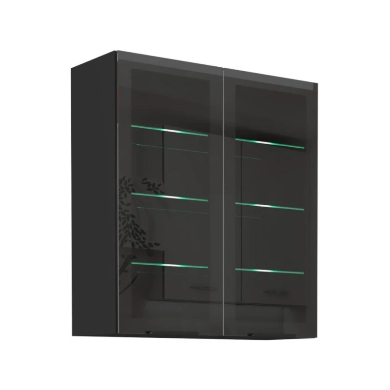 Glashochschrank SAJU - Breite 80 cm, schwarz