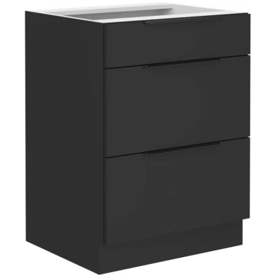 Unterer Schubladenschrank SAJU - Breite 60 cm, schwarz