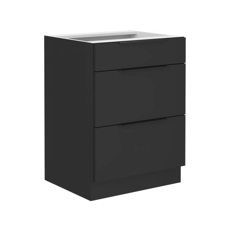 Unterer Schubladenschrank SAJU - Breite 60 cm, schwarz