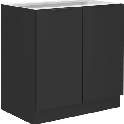 Unterer zweitüriger Schrank SAJU - Breite 80 cm, schwarz
