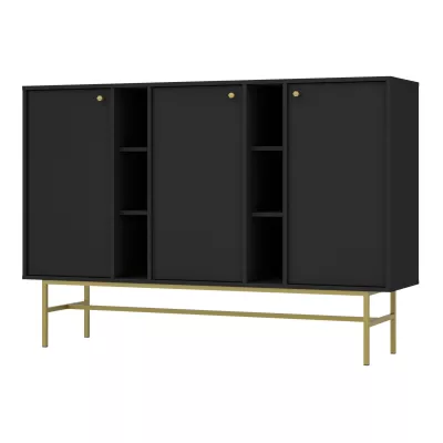 Breite Kommode IROS 3 - Graphitschwarz/Gold