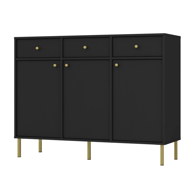 IROS 2 kombinierte Kommode mit Schubladen und Türen - Graphitschwarz / Gold