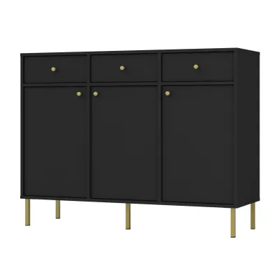 IROS 2 kombinierte Kommode mit Schubladen und Türen - Graphitschwarz / Gold