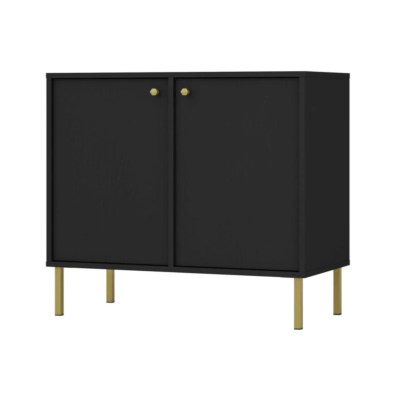Schmale Kommode IROS 2 - Graphitschwarz/Gold