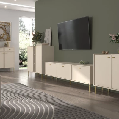 Schmale Kommode IROS 2 - beige/gold
