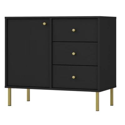 IROS Kommode mit 2 Schubladen - Graphitschwarz / Gold