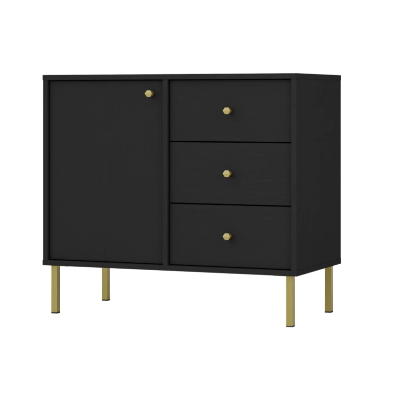 IROS Kommode mit 2 Schubladen - Graphitschwarz / Gold