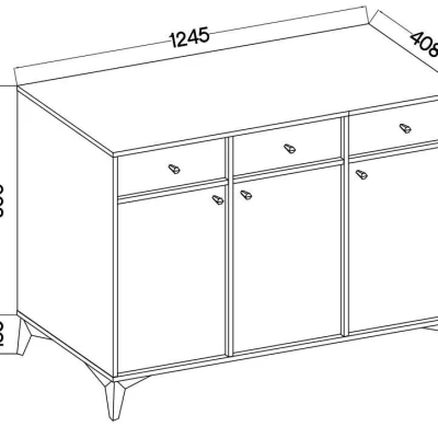 IROS 1 kombinierte Kommode mit Schubladen und Türen - Graphitschwarz / Gold