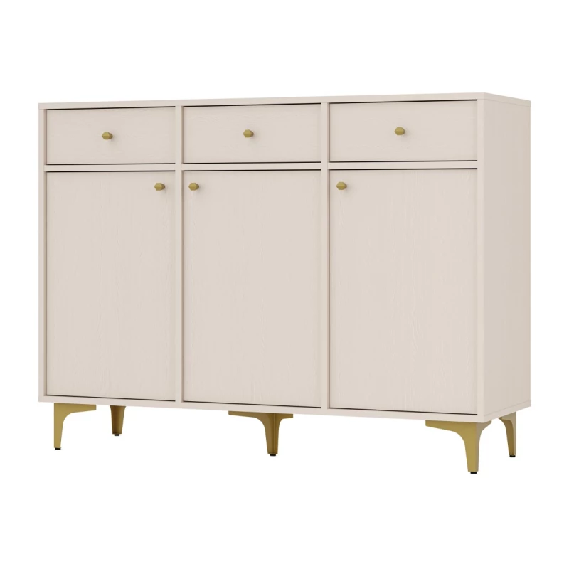Kombinierte Kommode IROS 1 mit Schubladen und Türen - beige / gold