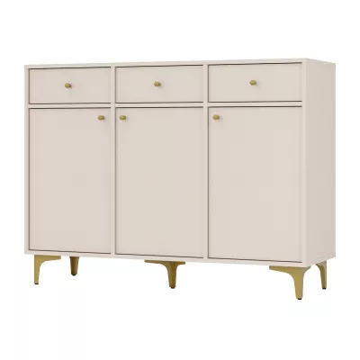 Kombinierte Kommode IROS 1 mit Schubladen und Türen - beige / gold