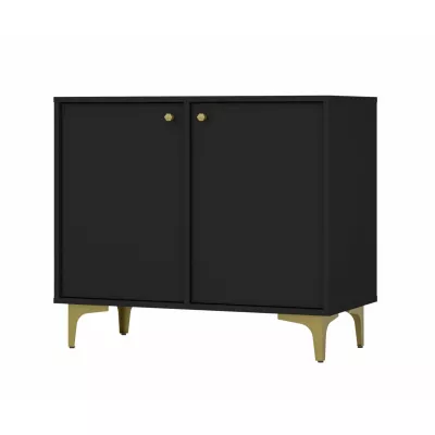 Schmale Kommode IROS 1 - Graphitschwarz/Gold