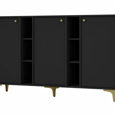 Breite Kommode IROS 1 - Graphitschwarz/Gold