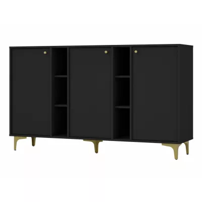 Breite Kommode IROS 1 - Graphitschwarz/Gold
